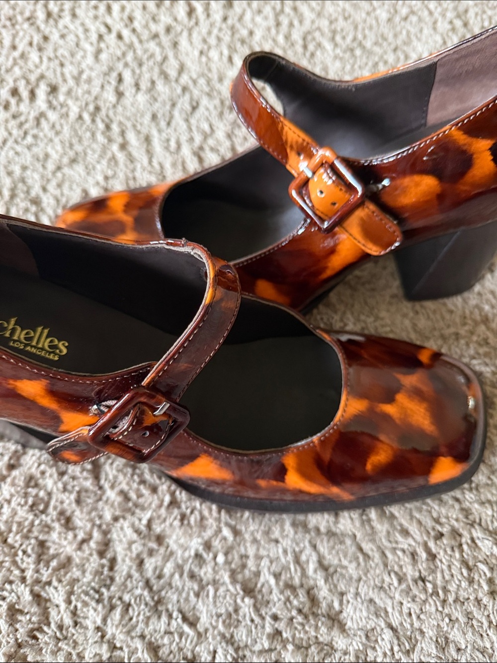 Seychelles Tortoiseshell Mary Jane Mules in Brown and Amber - Picture 6 of 6